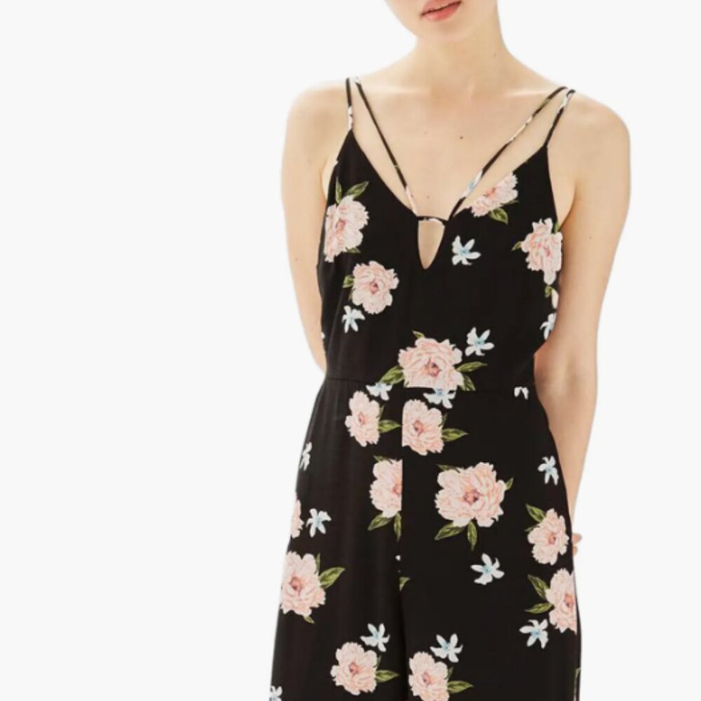 Topshop Strappy Floral Jumpsuit